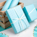 WRAPAHOLIC Reversible Wrapping Paper - Baby Blue Polka Dots - 30 Inch X 100 Feet Jumbo Roll