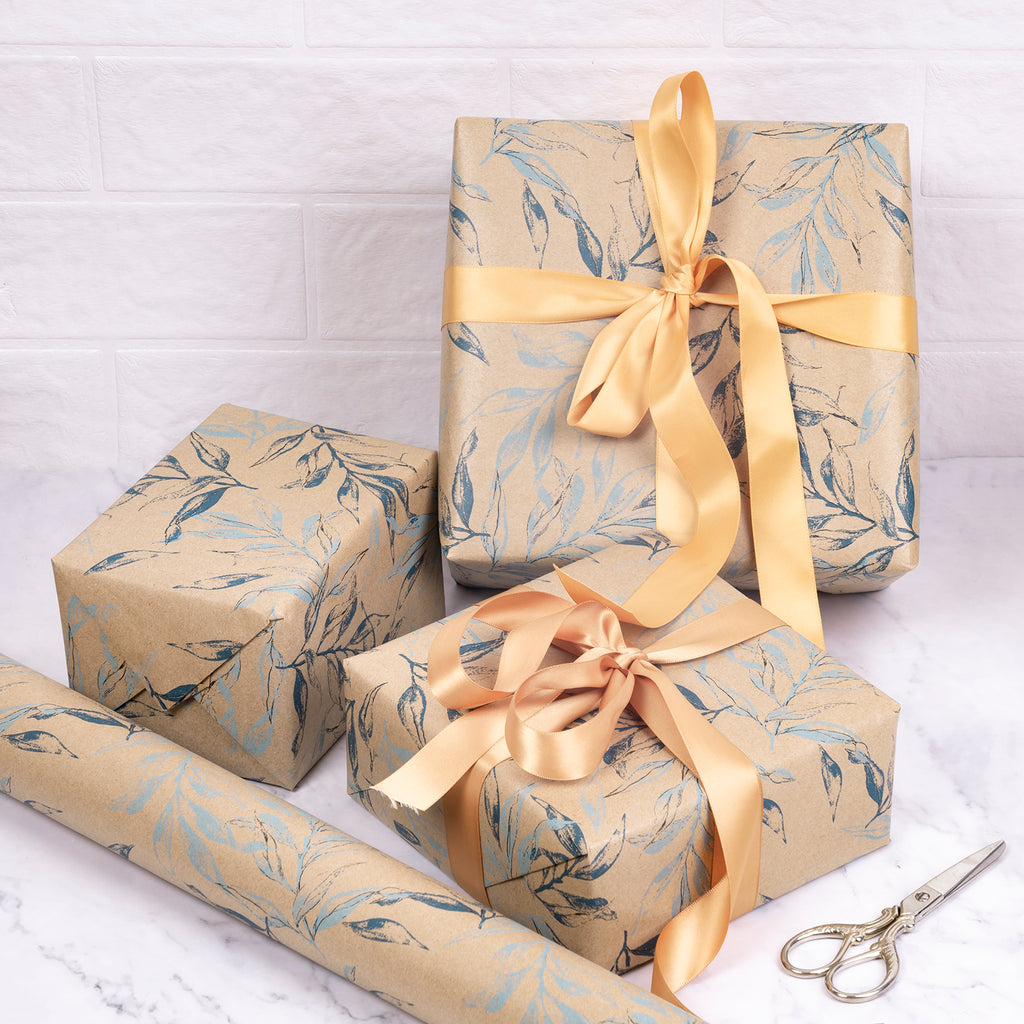 RUSPEPA Kraft Wrapping Paper Roll - Multiple Blue and White Patterns Great  for Congrats, Holiday, Chanukah and Special Occasion - 6 Roll - 30 inches X