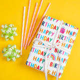 WRAPAHOLIC Reversible Colorful Birthday Wrapping Paper - 30 Inch X 100 Feet Jumbo Roll
