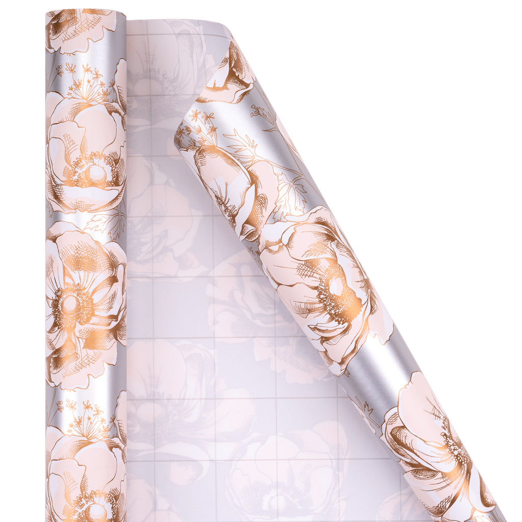 Wrapping Paper Roll - Mini Roll - 17 inch X 120 inch Per roll - Pink Polkas  Dots, Stripe & Black Floral Design (42.3 sq.ft.ttl) 