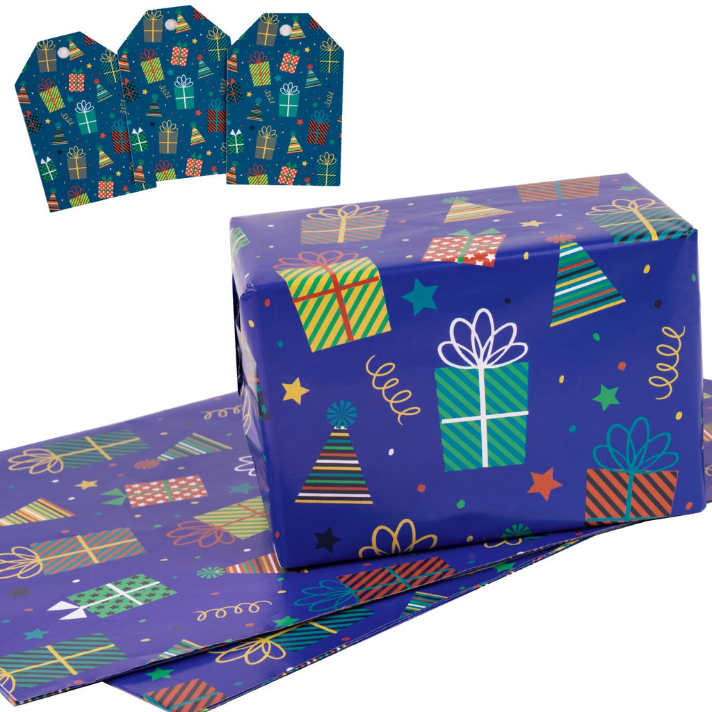 Gift Box Print Wrapping Paper Sheet Set - 3 Flat Sheets & 3 Gift Tags –  WrapaholicGifts