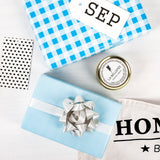 WRAPAHOLIC Reversible Blue Plaid Wrapping Paper Roll - 30 Inch X 100 Feet Jumbo Roll