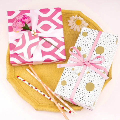 Floral Gift Wrapping Paper Sheet Set - 4 Flat Sheets & 4 Gift Tags
