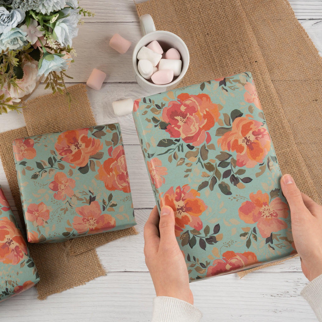 Timeless Floral Gray Gift Wrap, 24x85' Cutter Roll
