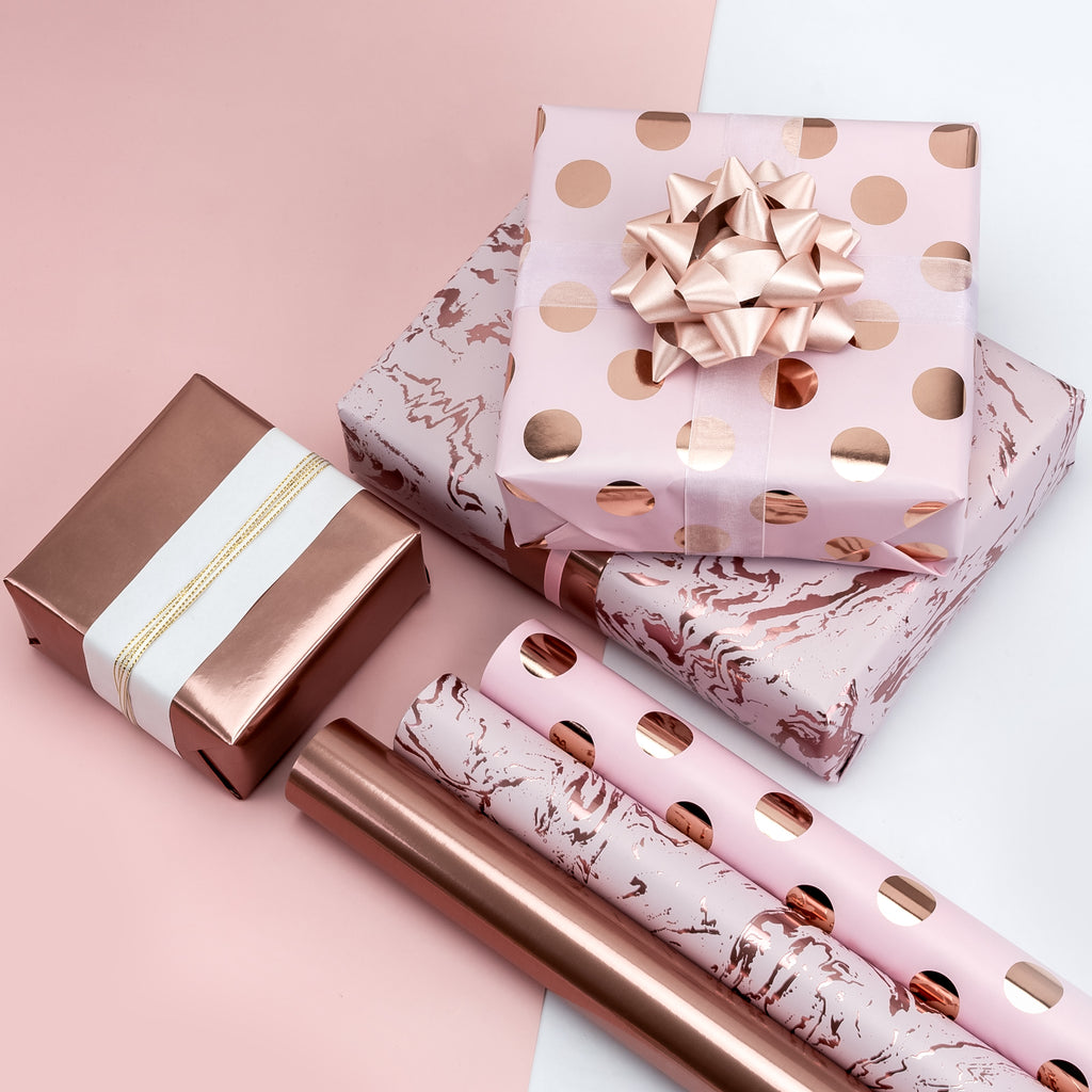 Metallic Pink Wrapping Paper - Mini Roll - 17 inch x 120 inch x 3 Roll –  WrapaholicGifts