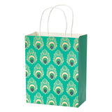 wrapaholic-peacock-medium-size-gift-bags-12-pack-8x4x10-teal-with-tissue-2