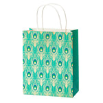 wrapaholic-peacock-medium-size-gift-bags-12-pack-8x4x10-teal-with-tissue-5