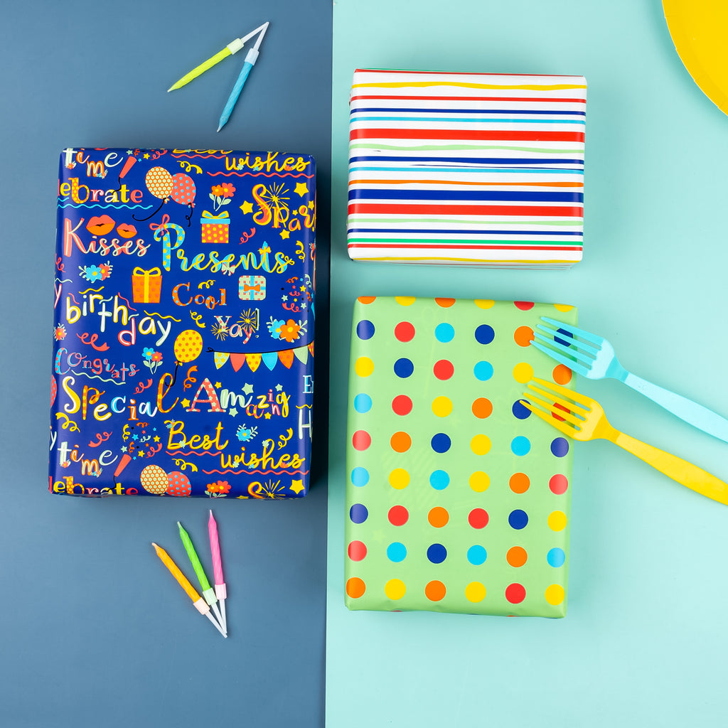 12m Happy Birthday Gift Wrapping Paper - 4 x 3m Roll's - Unisex Male Female  