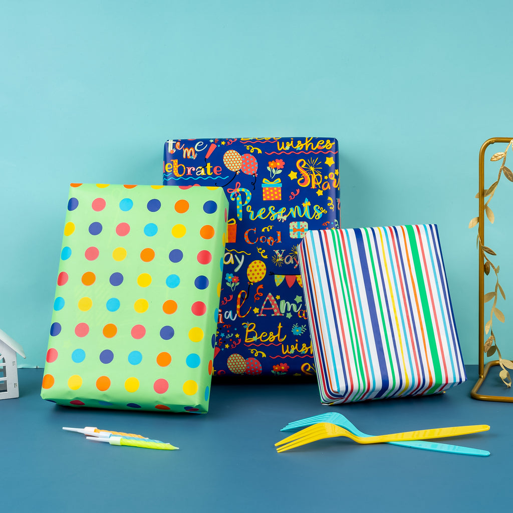 12m Happy Birthday Gift Wrapping Paper - 4 x 3m Roll's - Unisex