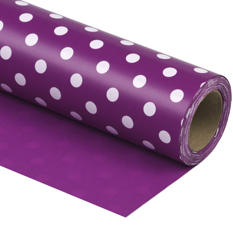 Dots-Gift- Wrapping-Paper-Reversible-Purple-30” x33 feet-Continue-Roll-1