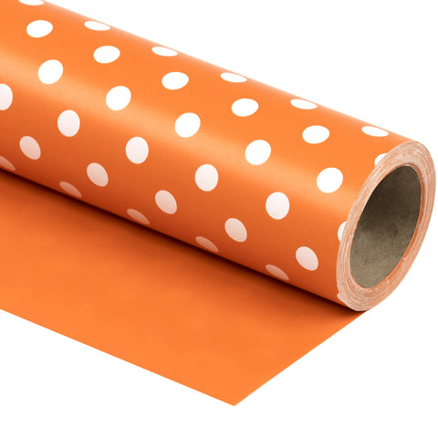 Dots -Gift -Wrapping-Paper, Reversible,Orange- 30” x33 feet-Continue-Roll-1