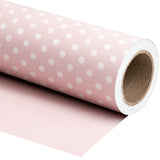 WRAPAHOLIC Reversible Wrapping Paper Jumbo Roll - Baby Pink Polka Dots Design - 30 Inch X 100 Feet