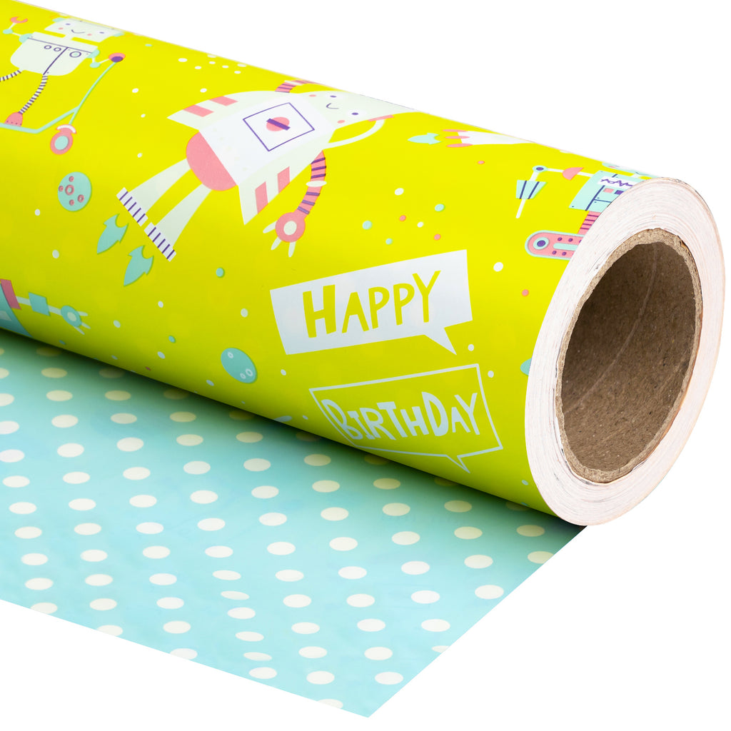 Yuroochii 6PCS Wrapping Paper, Recycled Happy Birthday Kraft Gift