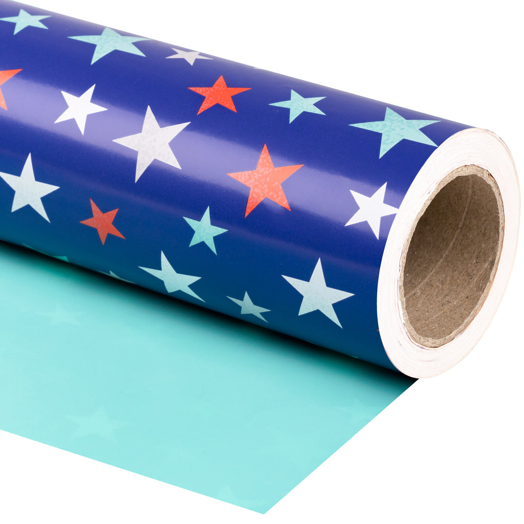 WRAPAHOLIC Reversible Star Wrapping Paper Jumbo Roll- 30 Inch X