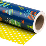 WRAPAHOLIC Reversible Birthday Wrapping Paper with Various Gift Boxes Design - 30 Inch X 100 Feet Jumbo Roll