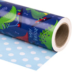 WRAPAHOLIC Reversible Dinosaur Wrapping Paper Roll - 30 Inch X 100 Feet Jumbo Roll