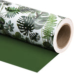 WRAPAHOLIC Reversible Wrapping Paper with Green Monstera Leaf Design - 30 Inch X 100 Feet Jumbo Roll