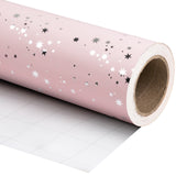 WRAPAHOLIC Pink Star Wrapping Paper Roll - 24 Inch X 100 Feet Jumbo Roll