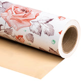 WRAPAHOLIC Reversible Wrapping Paper Jumbo Roll - 30 Inch X 100 Feet - Pink Floral