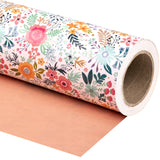 WRAPAHOLIC Reversible Floral Wrapping Paper Roll - 30 Inch X 100 Feet Jumbo Roll