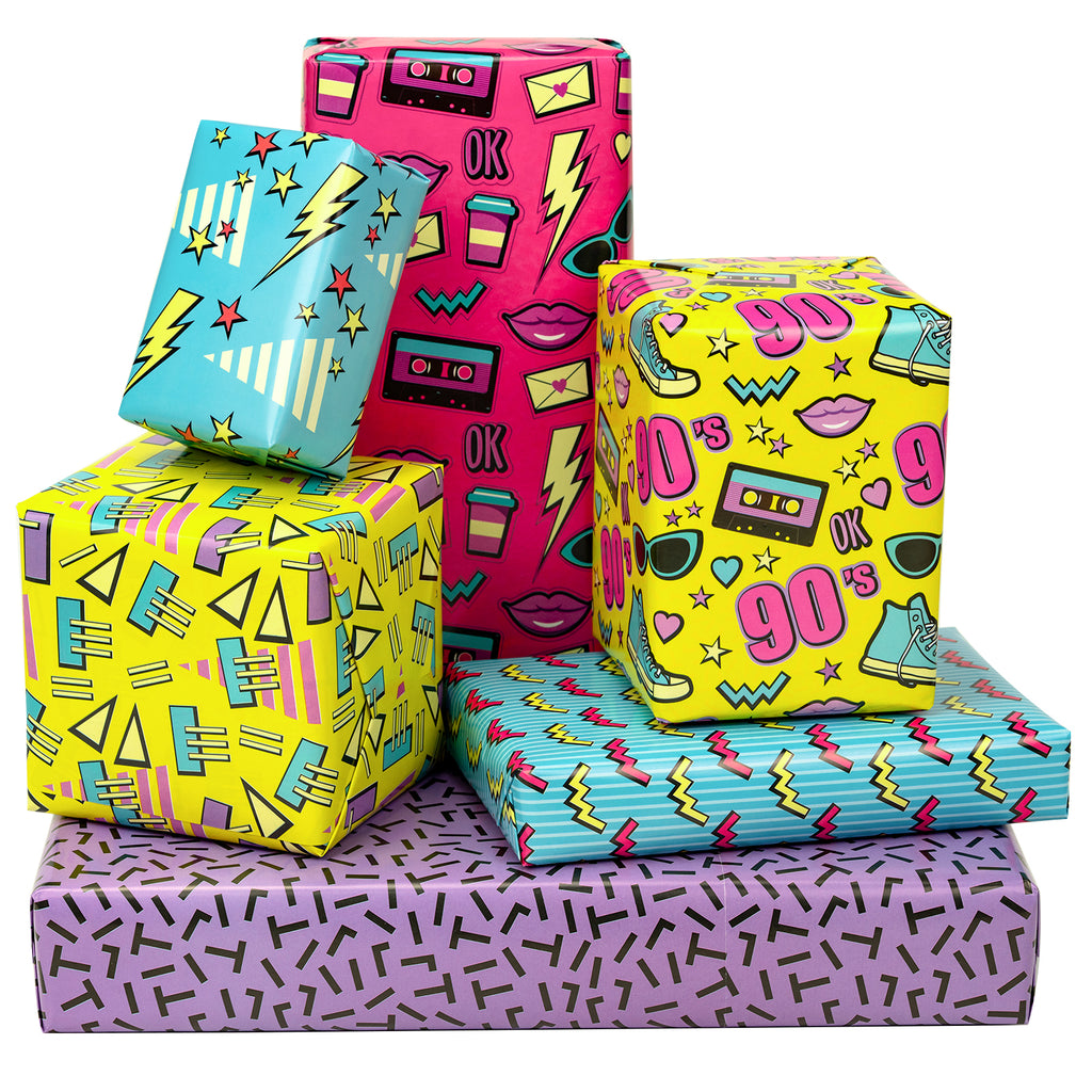 Gift Wrapping Paper Flat Sheet - 6 Different 80s 90s Design –  WrapaholicGifts