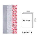 Tissue Paper Christams 60 Sheets Christmas Bundle Silver and Red Snow