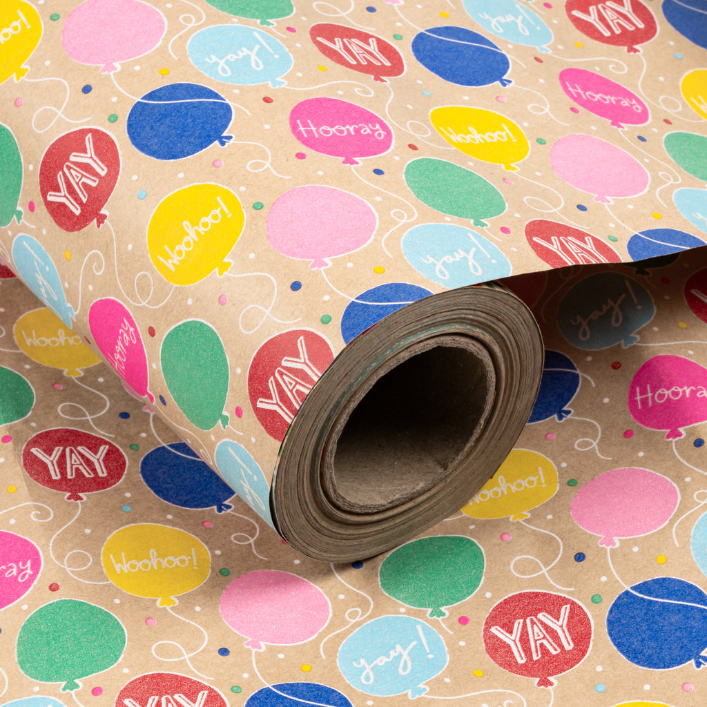 Kraft Wrapping Paper Roll - Happy Birthdat Text Pattern - 30 Inches x –  WrapaholicGifts