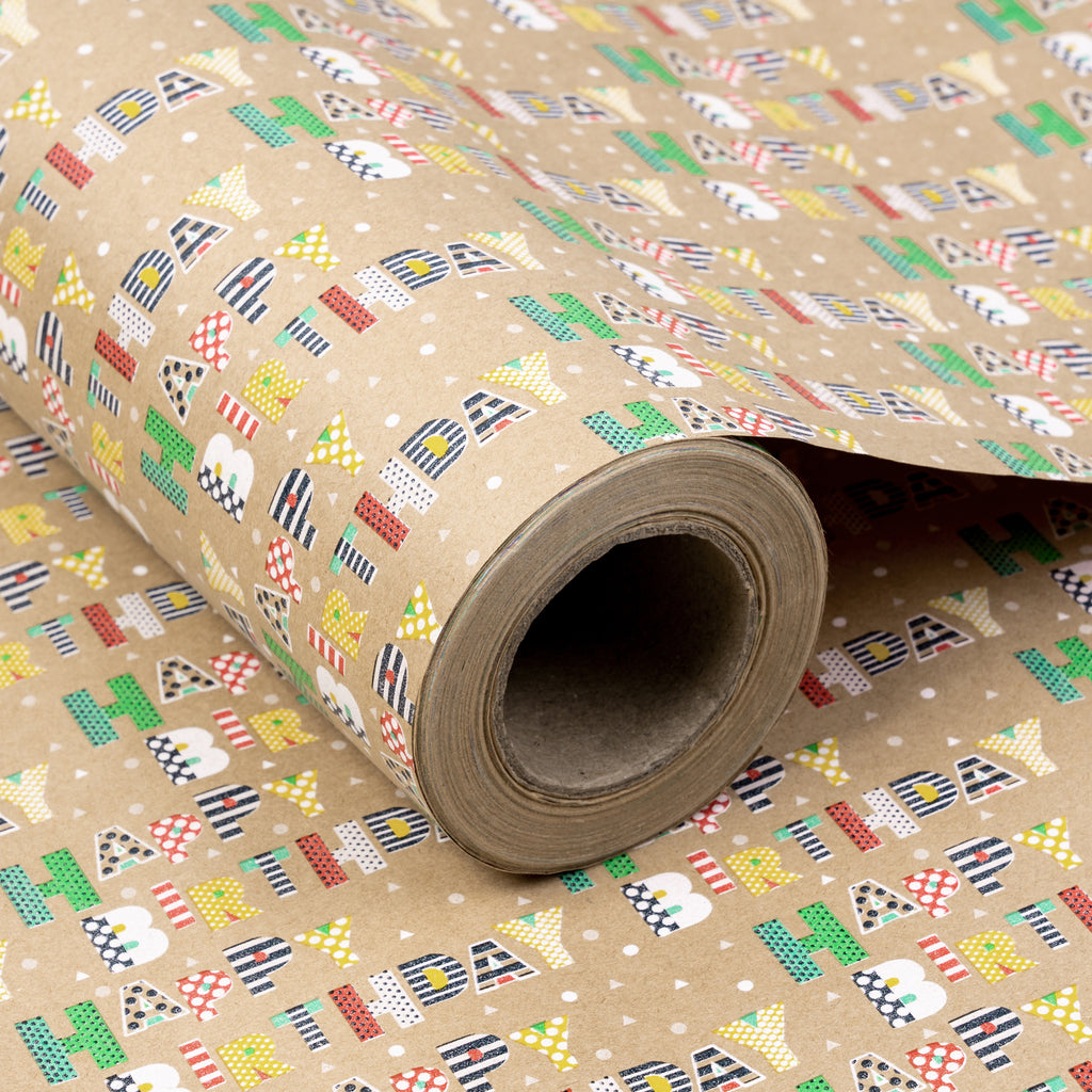 Kraft Wrapping Paper Roll - Balloon Pattern - 24 Inches x 100 Feet –  WrapaholicGifts