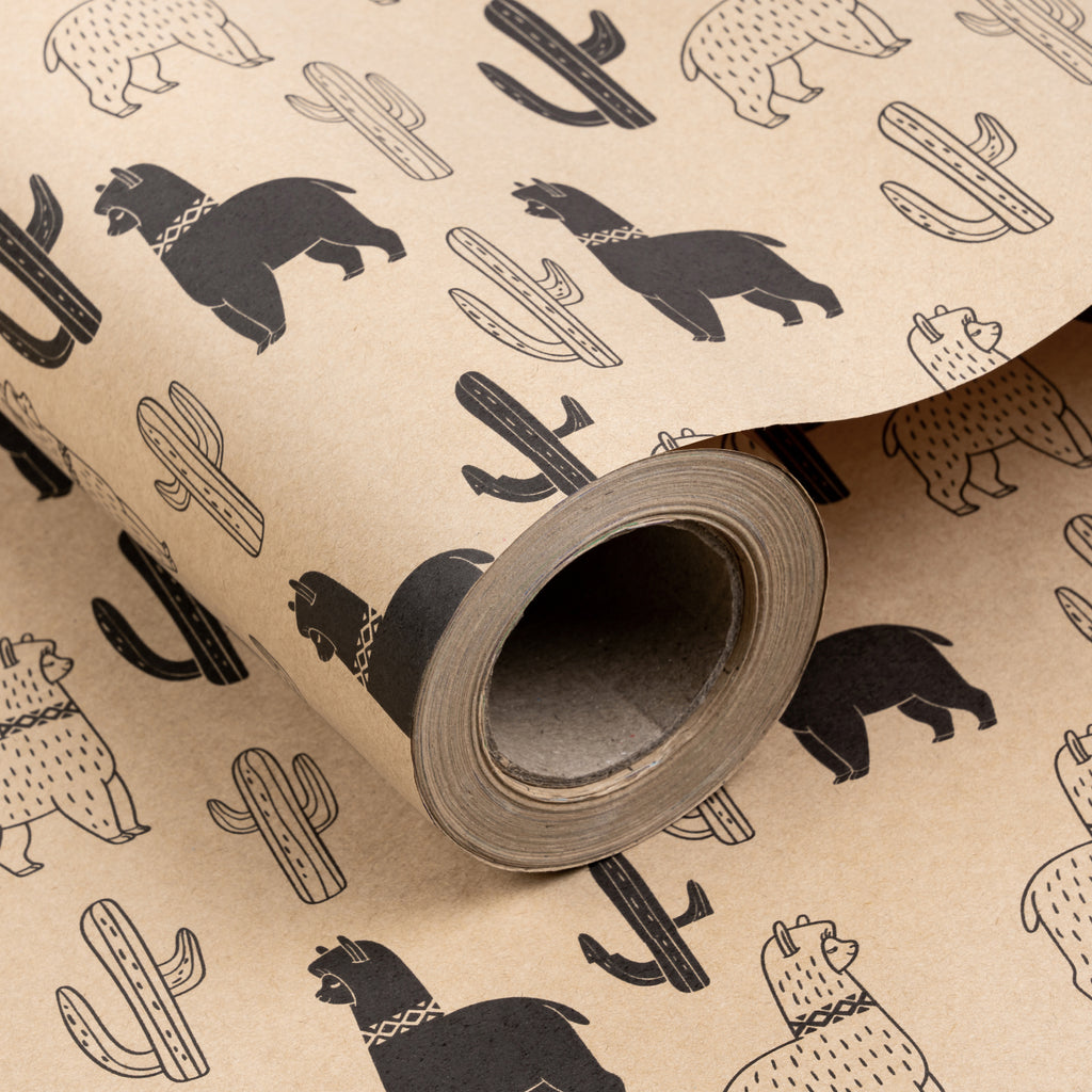 Kraft Wrapping Paper Roll - Black Alpaca Pattern - 24 Inches x 100 Fee –  WrapaholicGifts
