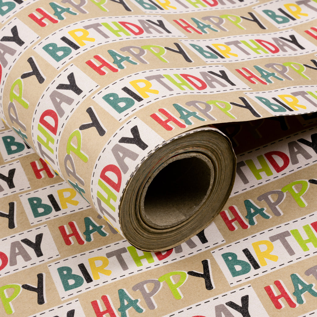 Kraft Wrapping Paper Roll - Birthday Pattern - 30 Inches x 100 Feet –  WrapaholicGifts
