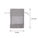 Burlap Drawstring Gift Bag - 4 x 5.5 inch - Grey