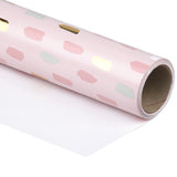 Wrapaholic Pink Color with Gold Foil Brushstroke Design Gift Wrapping Paper Roll