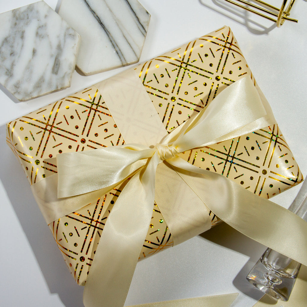Gold & Black Geometric Design Gift Wrapping Paper-unique High Quality Size  A3 GP-290 