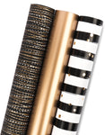 Wrapaholic-3- Different-Black-Gold-Stripe-Design-Wrapping-Paper -Roll-(14.4 sq. ft.TTL.)-1