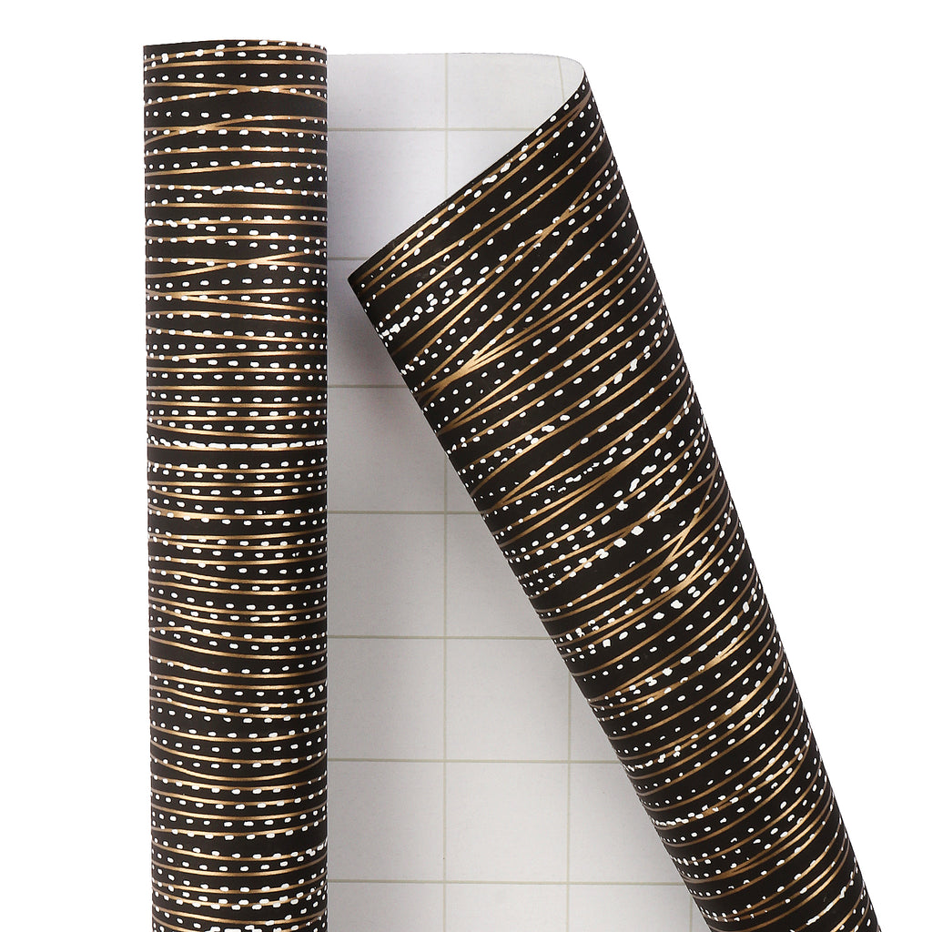 Black & Gold Stripes Gift Wrap 1/4 Ream 208 ft x 24 in