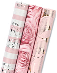 Wrapaholic-3 Different-Pink-Floral-Designs-Wrapping-Paper-Roll-(14.4 sq. ft.TTL.)-1