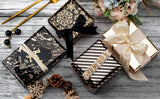 Wrapaholic- Balck-Gold -Snowflake-and-Marble-Design-with-Glitter-Matallic-Foil-Shine- Christmas-Gift-Wrapping- Paper-Roll-4 Rolls-5