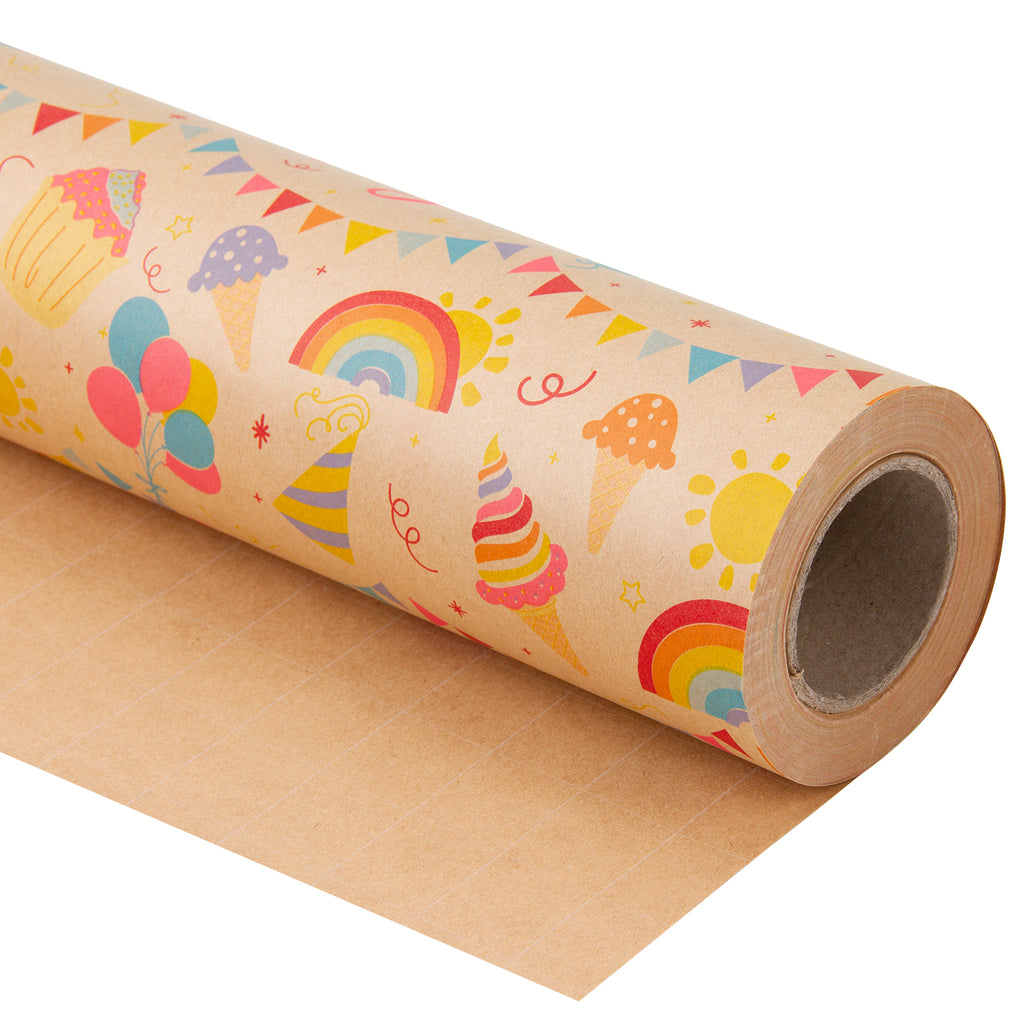 Homeral Brown Kraft Wrapping Paper 12 Sheets-27.6 x 19.7 inches with Happy  Birthday Lettering Design for Birthday,Baby Shower,Party