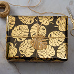 Wrapaholic- Black-and- Gold-Foil- Tropical-Palm- Leaves-Gift- Wrapping- Paper-Roll-4