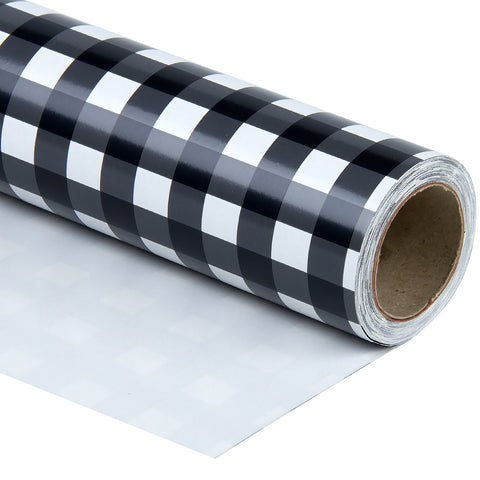 Wrapaholic- Black-and-White-Plaid- Design-Gift -Wrapping -Paper-Roll-1