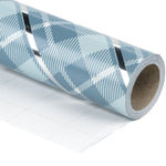 Wrapaholic-Blue-Grid-Holiday-Gift- Wrap-Design- with-Glitter- Matallic-Foil- Shine-Christmas-Gift-Wrapping-Paper Roll-1