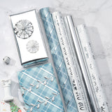 Wrapaholic-Blue-Grid-Holiday-Gift- Wrap-Design- with-Glitter- Matallic-Foil- Shine-Christmas-Gift-Wrapping-Paper Roll-4