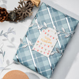 Wrapaholic-Blue-Grid-Holiday-Gift- Wrap-Design- with-Glitter- Matallic-Foil- Shine-Christmas-Gift-Wrapping-Paper Roll-5