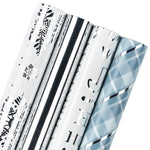 Wrapaholic-Blue -Grid-and-Silver-Snowflake-Design-with- Glitter-Matallic-Foil-Shine-Christmas -Gift-Wrapping- Paper-Roll-4 Rolls-1