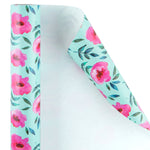 Wrapaholic-Blue Color-with-Rose-Pink-Floral-Design-Gift -Wrapping- Paper-Roll-2