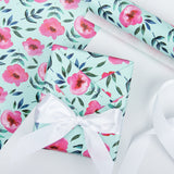 Wrapaholic-Blue Color-with-Rose-Pink-Floral-Design-Gift -Wrapping- Paper-Roll-4