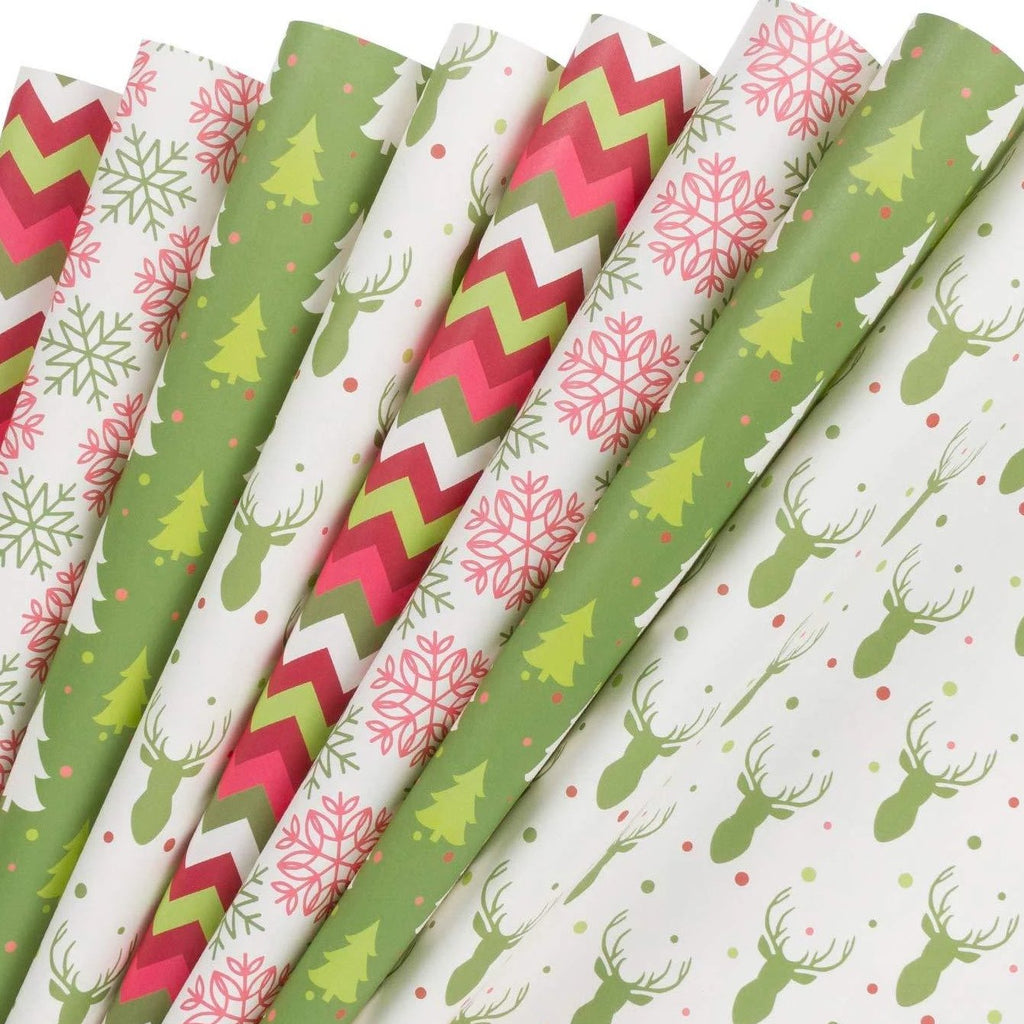 Christmas Gift Wrap Paper Sheet 8pcs/Roll Red & Green – WrapaholicGifts