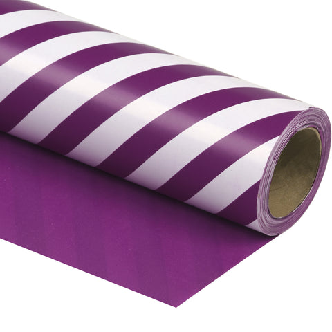 Wrapaholic- Dark-Purple- and-Stripes-Design-Reversible-Gift- Wrapping- Paper-1