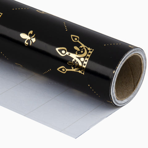 Wrapaholic-Gold-Foil-Crown-Design- with-Cut-Lines- Gift-Wrapping-Paper-Roll-1