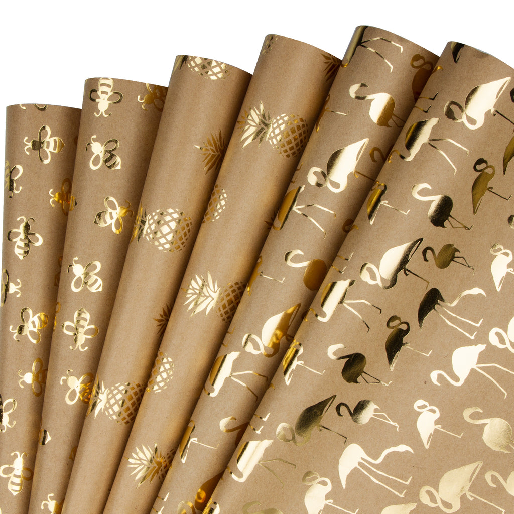 Black Gift Wrapping Paper Flat Sheet with Gold Print - 8pcs/ Pack –  WrapaholicGifts